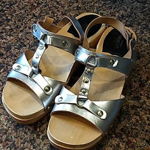 Swedish HASBEENS Clogs 38 Silver